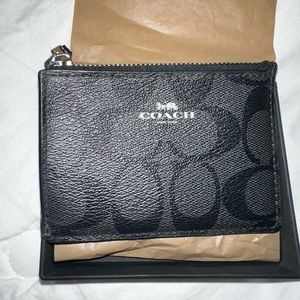 coach card holder zipper wallet